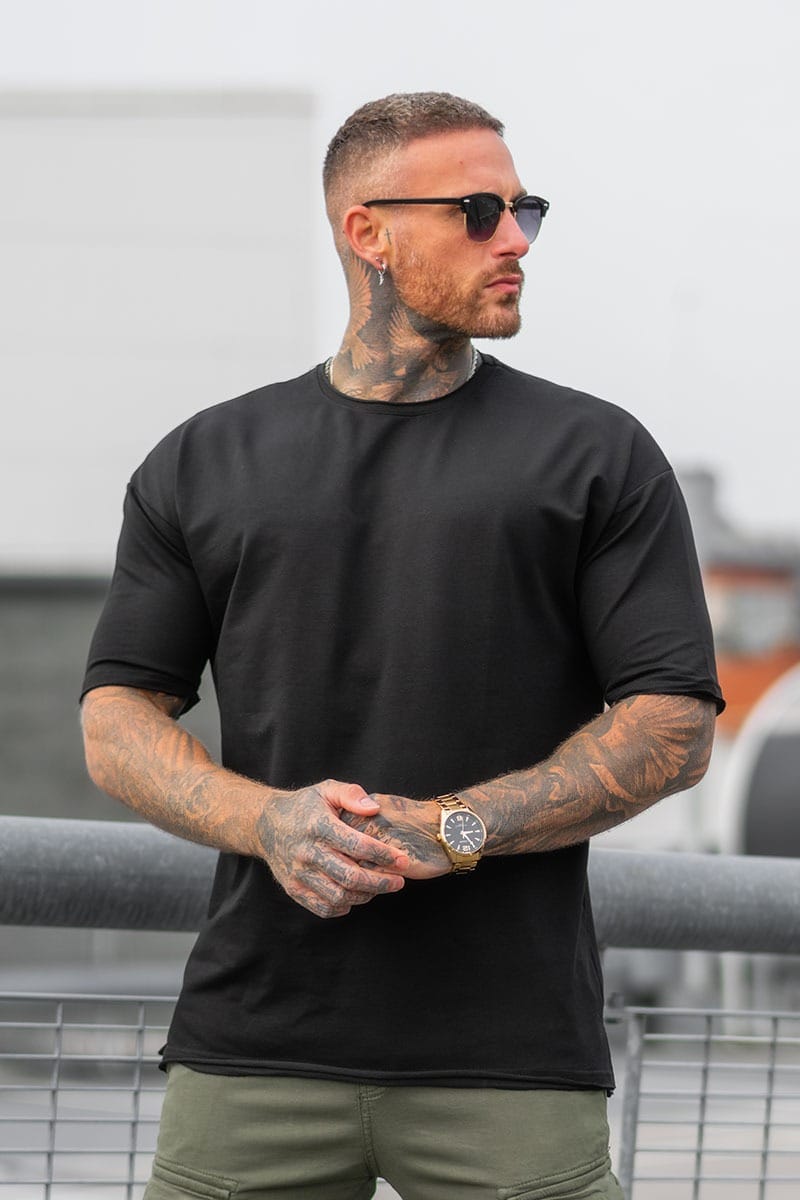 Μαύρο ανδρικο oversized T-shirt / 5501B