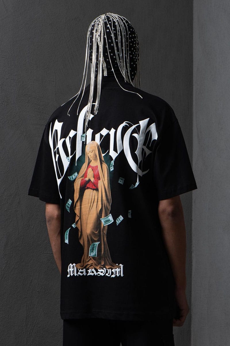 Μαύρο ανδρικο oversized T-shirt με μεγάλο τύπωμα στην πλάτη / 5540B