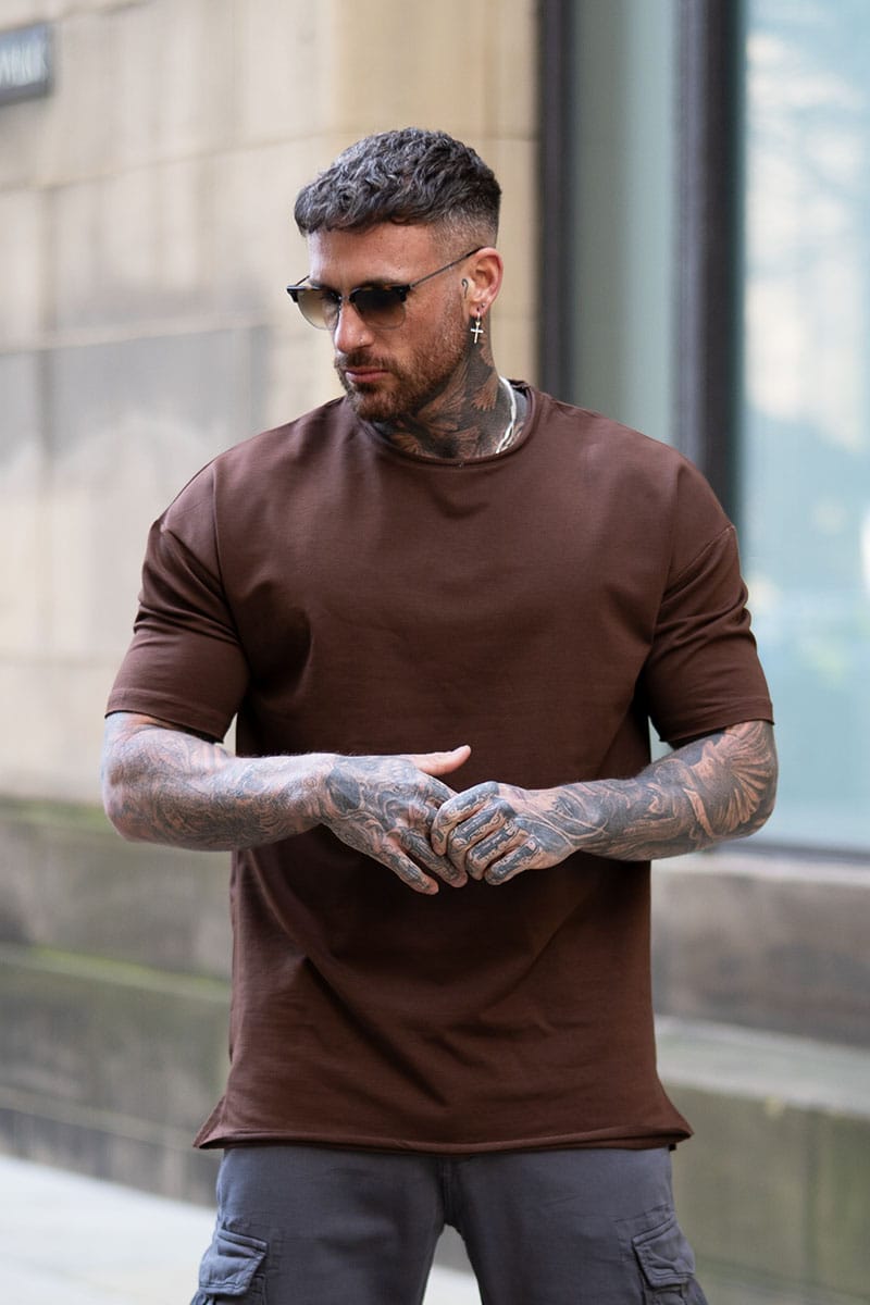Καφέ ανδρικο oversized T-shirt / 5501BR