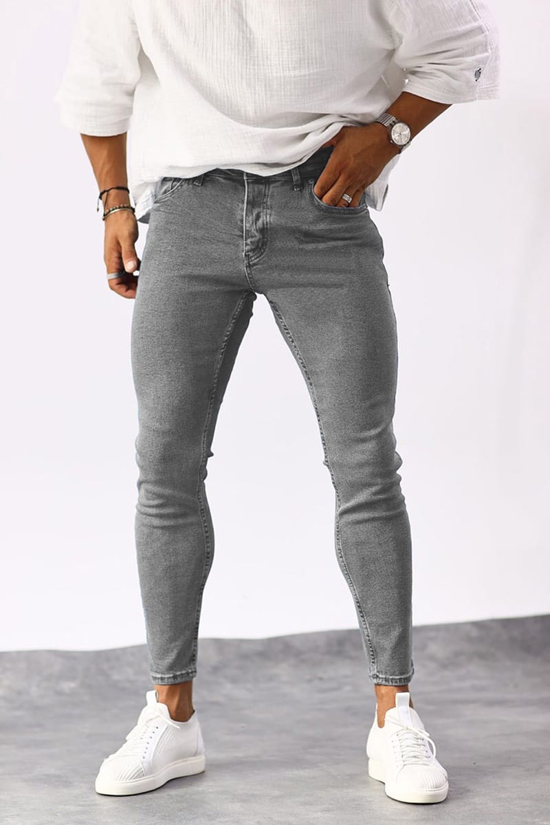 Γκρι ανδρικό ελαστικό skinny τζιν / 1640G
