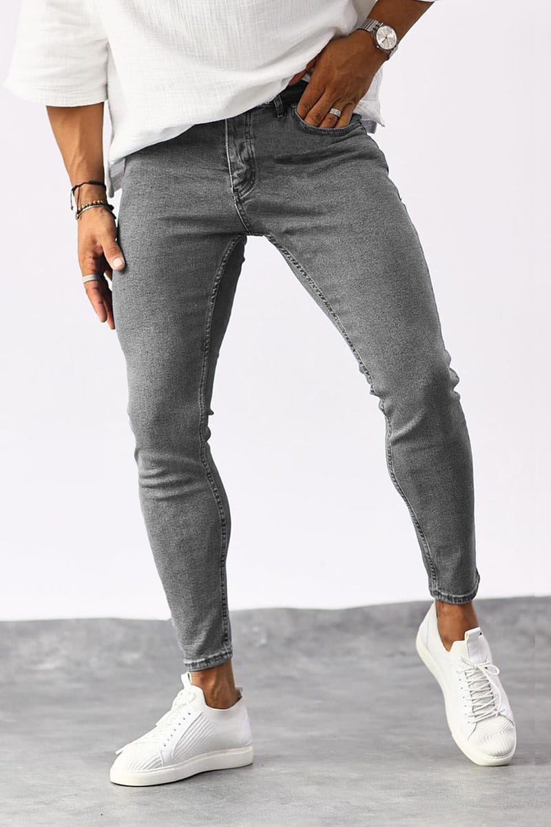 Γκρι ανδρικό ελαστικό skinny τζιν / 1640G