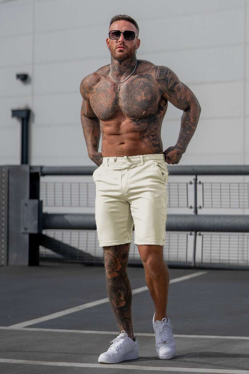 Μπεζ ανδρική jogger βερμούδα / 8400ΒΕ